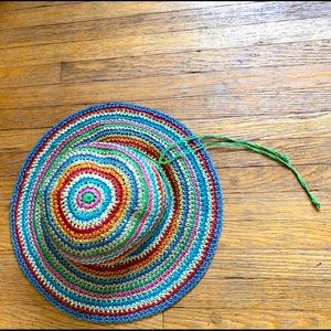 Beautiful Vintage Sun Hat❤️💜💙💛So colourful and fun!! Gorgeous Weave❤️🏝🏖⛱☀️